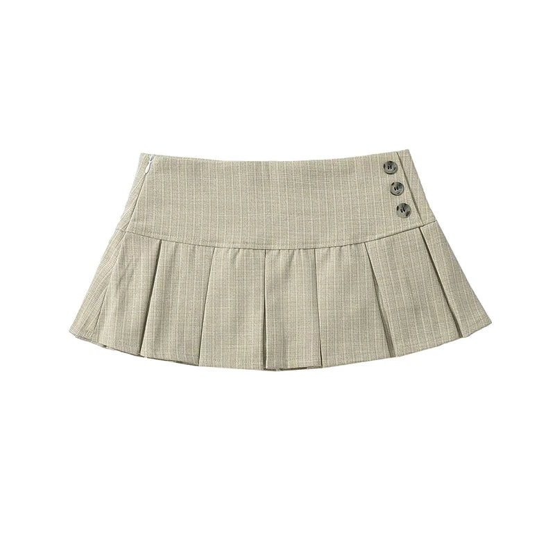 YENKYE  American Retro Pleated Mini Skirt Women Sexy Low Waist Summer Skirts Cool Girl Y2K saia